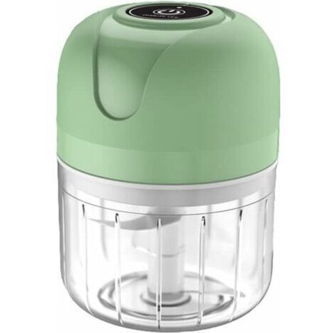 Tigrezy Elektrischer Fleischwolf, Mini-Zerkleinerer, 250 ml, Elektrischer Küchenzerkleinerer mit USB-Ladegerät, Zwiebelschneider mit 3 Klingen
