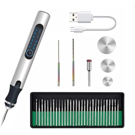 Tigrezy Elektrischer Gravierstift, Mini-Gravierwerkzeug, USB, kabellos, elektrisches Drehwerkzeug, 3 Einstellstufen zum Gravieren von Schmuck, Glas, Holz, Stein, Metall, Kunststoff