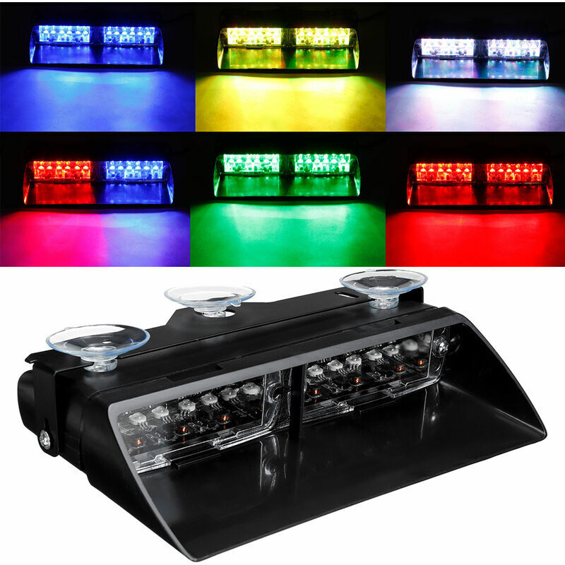 Feux clignotant voiture remorque Gyrophare 12LED 12V 36W 18 modes flash Pare-brise 22 x 8 x 4.5cm - Tigrezy