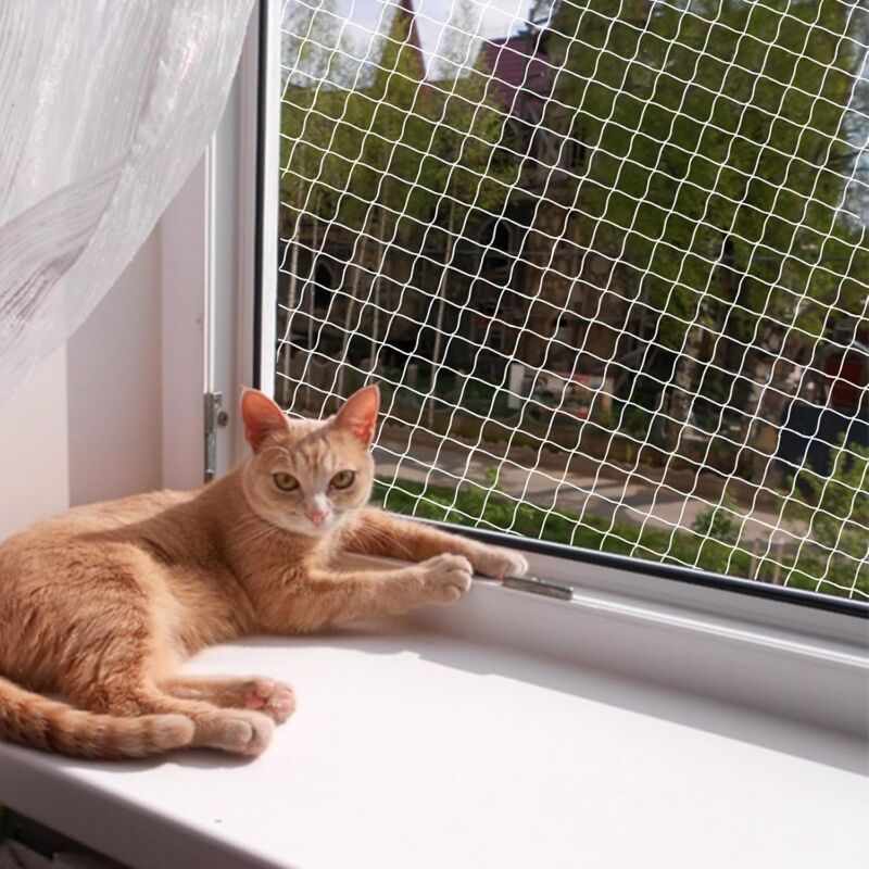 Tigrezy Filet de protection pour chat en fibre de polyester, pour balcon, peut être coupé et résistant aux morsures, pour sécuriser la terrasse, les
