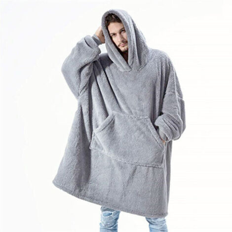 Tigrezy – Fleecedecke mit Kapuze und Ärmeln – 100 % Polyester – Einheitsgröße 170 cm – 2 Seitentaschen – Optimaler Komfort zum Entspannen zu Hause
