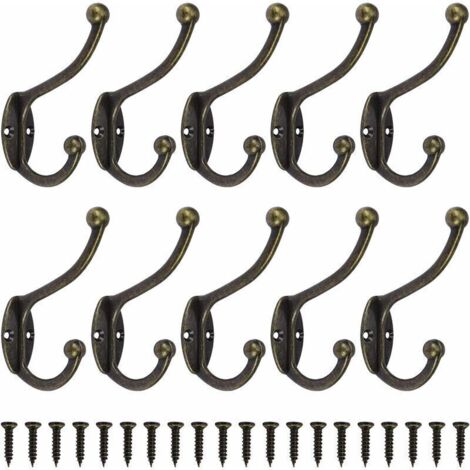 Tigrezy, gancio appendiabiti da parete retrò vintage, gancio per porta in metallo per bagno, cucina, camera da letto, corridoio, 10 pezzi, bronzo