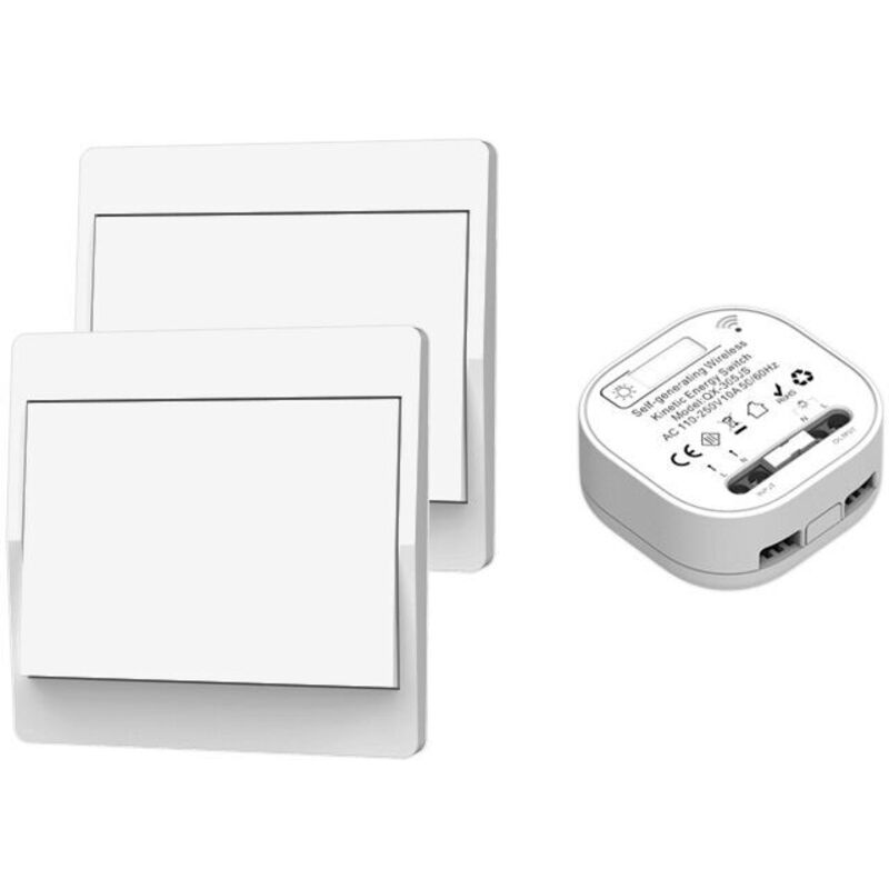 Tigrezy - Interrupteur sans Fil, sans Pile, télécommande Murale Va et Vient, Interrupteur Mural Auto alimenté, sans câblage, émetteur pour Panneau