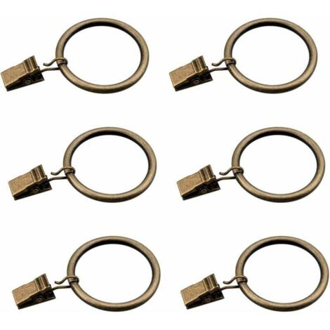 Tigrezy - Juego de 30 anillas de cortina de bronce con clips/Ganchos metálicos decorativos de alta resistencia con ojales para cortinas y baño, aptos para varillas de 3,18 cm
