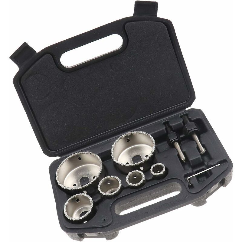 Tigrezy - Kit de Scie-Cloche à Revêtement en Diamant pour Carreaux de Céramique avec Boîte de Rangement en Alliage 6 Trous 22 à 73mm Portable Durable