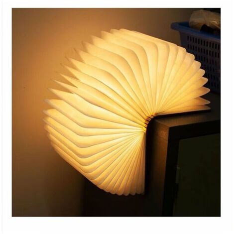 Tigrezy LED Book Lamp Wooden, Folding Magnetic Book Light, USB Rechargeable LED Paper Lamp