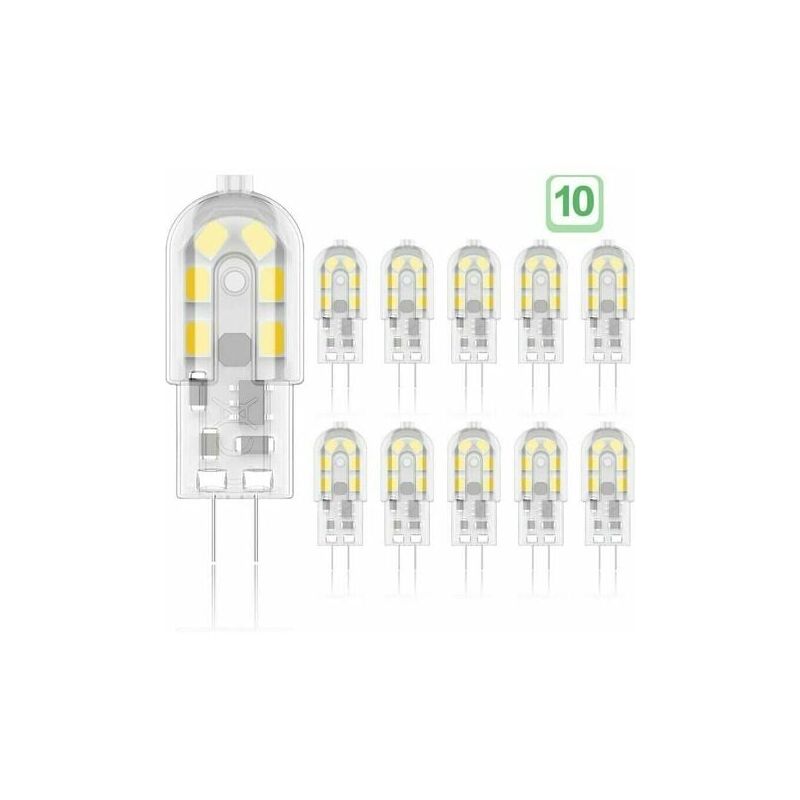 Tigrezy - led Bulb G4 2W 20W Equivalent Halogen Bulbs Warm White 3000K 200lm 12 x smd 12V ac/dc - Pack of 10 [Energy Class a+]