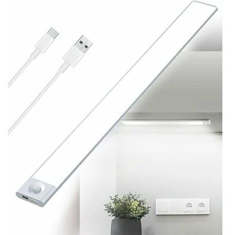 JALLERIA Tigrezy LED-Küche unter dem Schrank, wiederaufladbar, 2500 mAh, 40 cm, dimmbar, Schranklampe, Bewegungsmelder, LED-Leiste, kabellos, wiederaufladbar, batteriebetrieben, PIR-Sensor-Licht für Innentrepp