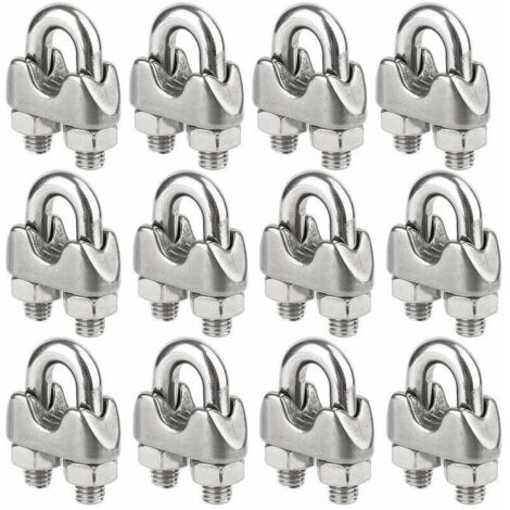 Tigrezy Lot de 12 serre-câbles inox pour câble métal diamètre 4mm (M4)