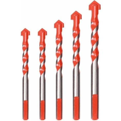 Tigrezy Lot de 5 Foret Carrelage Verre,Foret Gres Cerame,Foret Diamant, Mèche pour carrelage, 6 mm,8 mm,10 mm,12 mm Forets multi-matériaux pour céramique,béton,carrelage,brique,verre, plastique et boi