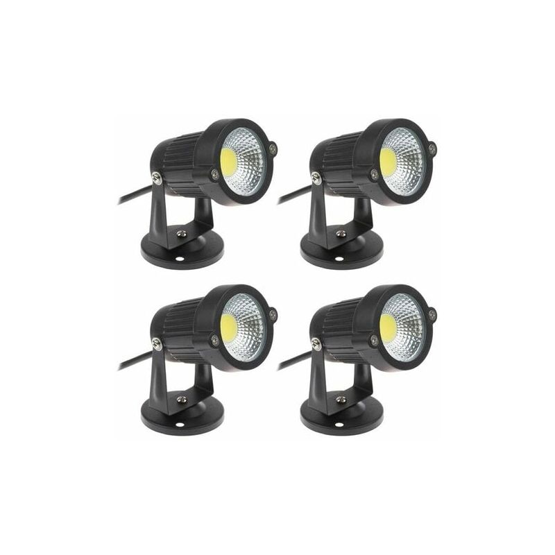 Tigrezy - Lot of 4 Cob led Spotlights 5W 220V Adjustable Garden Spotlights Outdoor Lighting Garden Terrace-Cool White