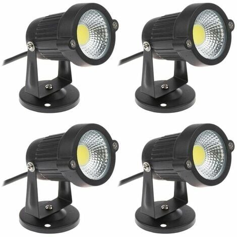 Tigrezy-Lot of 4 Cob LED Spotlights 5W 220V Adjustable Garden Spotlights Outdoor Lighting Garden Terrace-Cool White