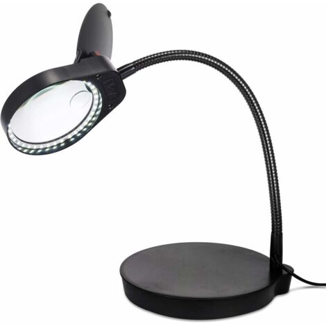 Tigrezy Lupenständer, Vergrößerungslampe, 2-in-1, 3-fach, 10-fach, Leselupe mit LED-Ständer, 38 Stück, beleuchtete Lupe für Tageslicht, helle Lichter, Handwerk, Elektronikindustrie (schwarz)