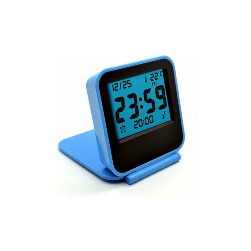 Mini Small Digital Travel Alarm Clock with lcd Night Light for Outdoor, Bed, Desk, Table, rv (Blue) - Tigrezy