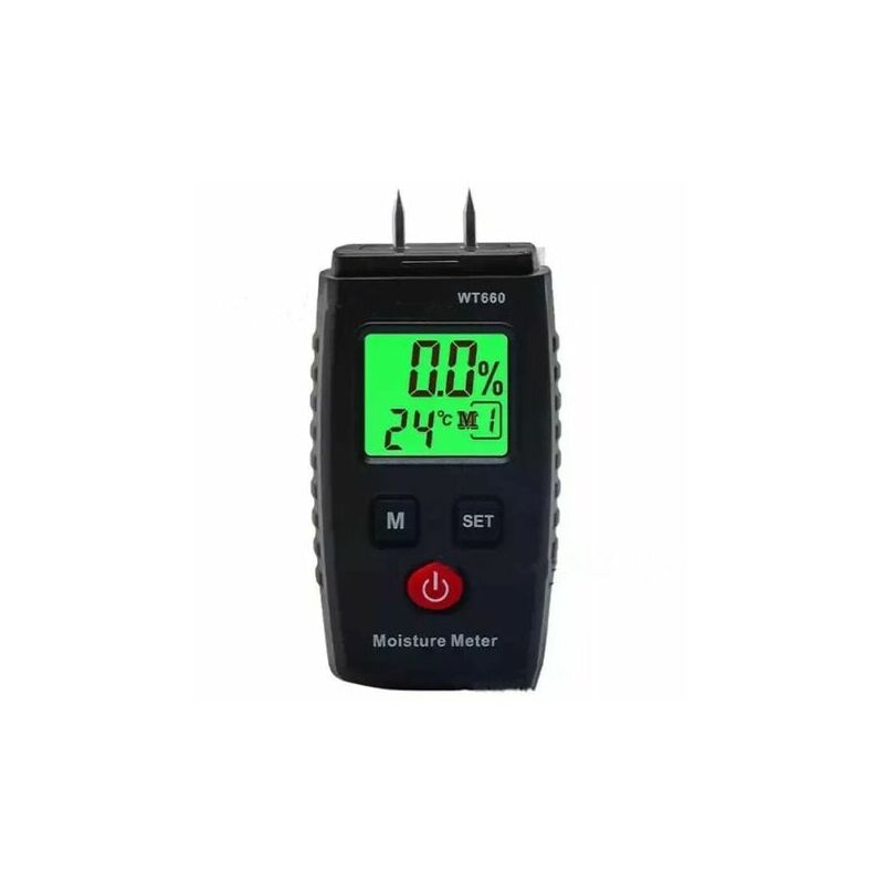 Moisture Tester Green Backlit lcd Display - 3 in 1 Mold Detector for Pins, Wood and Building Materials - Tigrezy