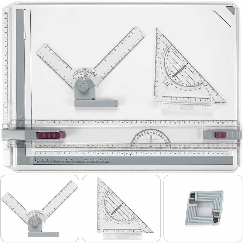 Planche à dessin A3, planche à dessin din A3 avec mouvement parallèle, angle réglable pour un travail professionnel - Tigrezy