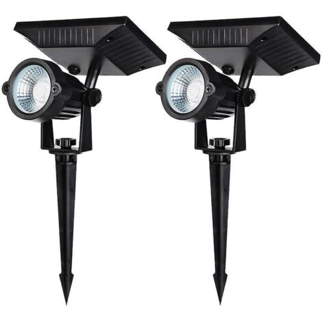 Tigrezy Projecteur de pelouse de paysage de jardin d'éclairage de sol solaire étanche à LED (2 pièces de lumière chaude)