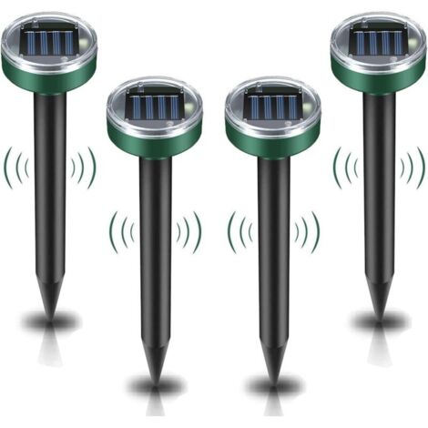 Tigrezy, repellente solare per talpe, confezione da 4, repellente per talpe a ultrasuoni, cacciatore di talpe solare intelligente, combina suoni e dispositivo impermeabile, 10,2 pollici
