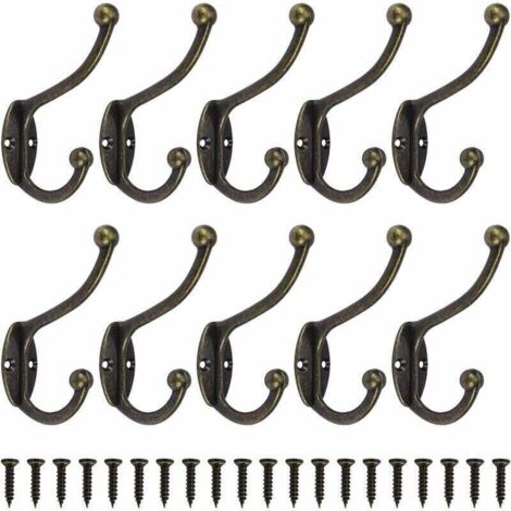 Tigrezy Retro Vintage Wandgarderobenhaken, Metall-Türhaken für Bad, Küche, Schlafzimmer, Flur, 10 Stück, Bronze