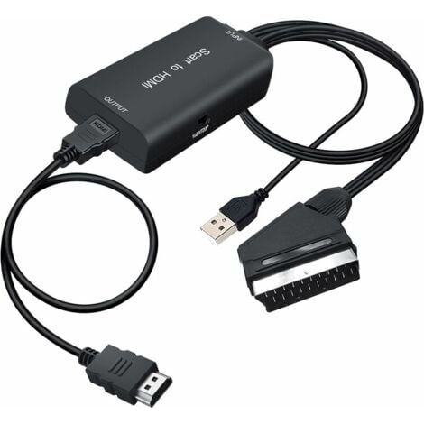 Tigrezy Scart to HDMI Adapter, Scart to HDMI Converter Adapter Compatible 720P/1080@60HZ for HDTV DVD Blu-Ray Set-top Box HD Player etc.