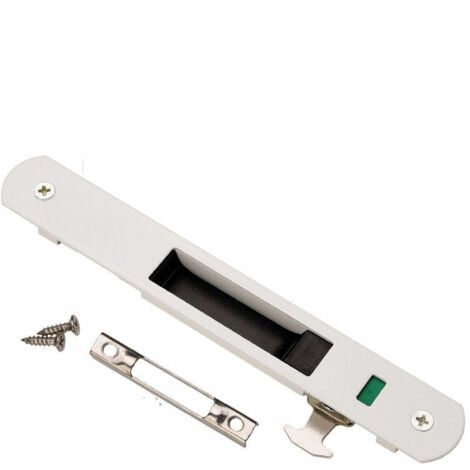 Tigrezy Serrure de porte coulissante - Garnitures de quincaillerie de verrouillage simple de fenêtre de porte coulissante en acier inoxydable de ménage（Blanc）