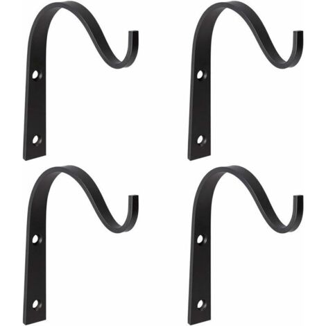 Tigrezy Set di 4 ganci da parete per piante, ganci in ferro battuto, supporti in metallo per lanterne e cesti, decorativi per giardino e balcone.