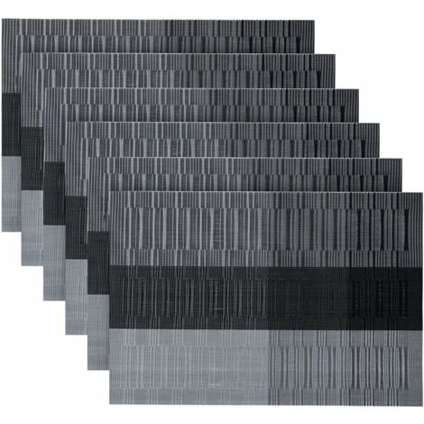 Tigrezy Set mit 6 waschbaren PVC-Tischsets, rutschfest, verschleißfest, hitzebeständig, leicht zu reinigen und aufzubewahren, 45 cm x 30 cm