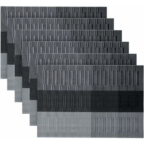 Tigrezy Set mit 6 waschbaren PVC-Tischsets, rutschfest, verschleißfest, hitzebeständig, leicht zu reinigen und aufzubewahren, 45 cm x 30 cm