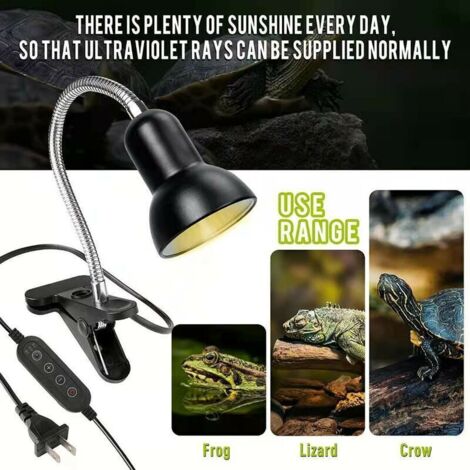 Tigrezy Wärmelampe für Schildkröten und Reptilien - Lampenfassung mit 360° drehbarer Klemme - Nur Lampenfassung (Leuchtmittel nicht enthalten)