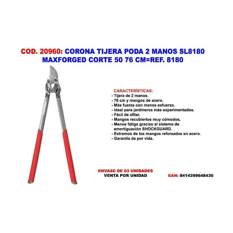 

MIBRICOTIENDA corona tijera poda 2 manos sl8180 maxforged corte 50 76 cm 8180