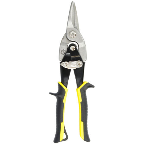 Tijeras Chapa Corte Central 250 mm. Hoja Acero Al Carbono, Mangos Engomados, Con Dientes Serrados, Cortachapa, Tijera Aviacion
