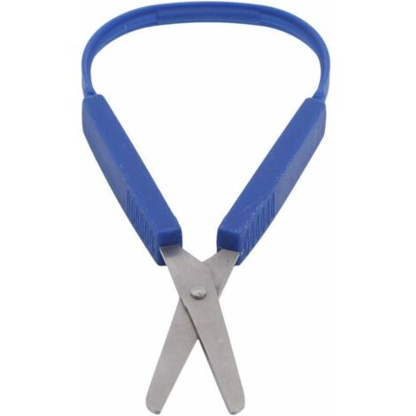 Tijeras De Bucle MINKUROW Para Niños, Tijeras Adecuadas, Fácil De Abrir Para Necesidades Especiales, Asas Abiertas De Punta Redonda De Seguridad, Azul