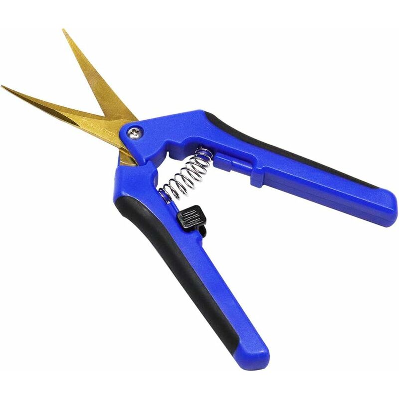 

Tijeras de podar manuales para jardinería con hojas curvas en acero inoxidable azul