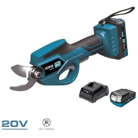 Tijeras de podar sin cable 20V KOMA TOOLS - Batería 2,0Ah - Cargador