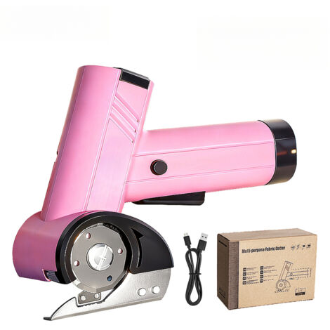 Tijeras eléctricas inalámbricas con pantalla LED, cuchilla recargable de 4 velocidades, luz LED, carga USB, fácil cambio de cuchilla para cartón, tela, cuero y manualidades (caja de cartón).