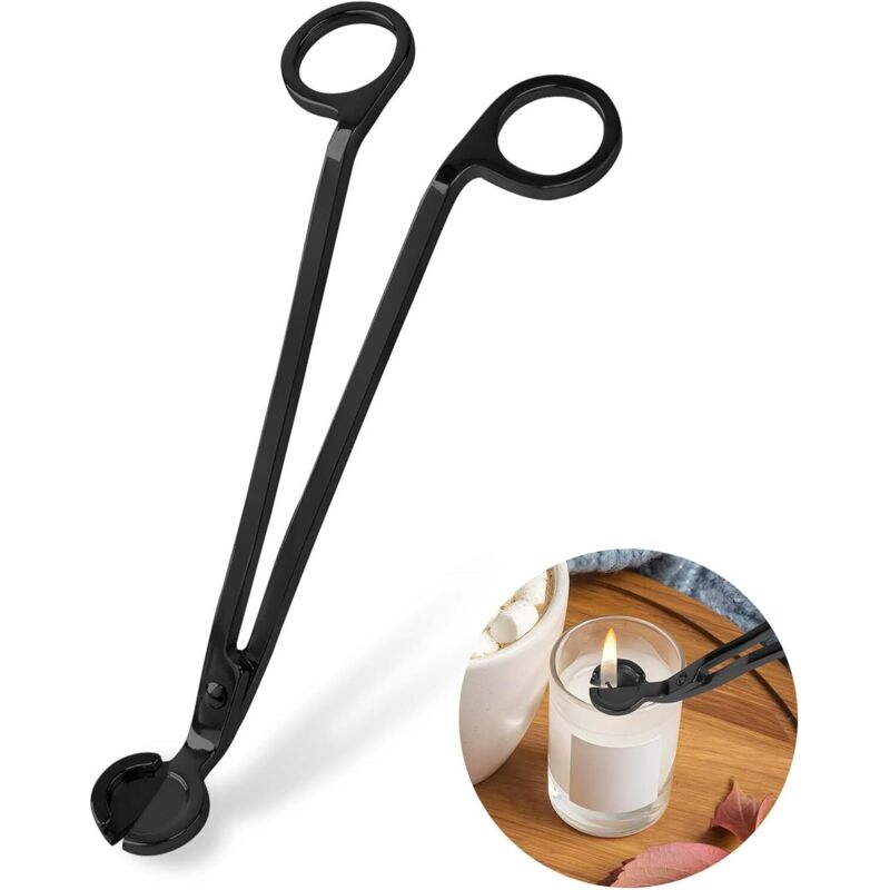 Tijeras para cortar mechas de velas - Acero inoxidable - Para amantes de las velas aromáticas - Color negro - 1