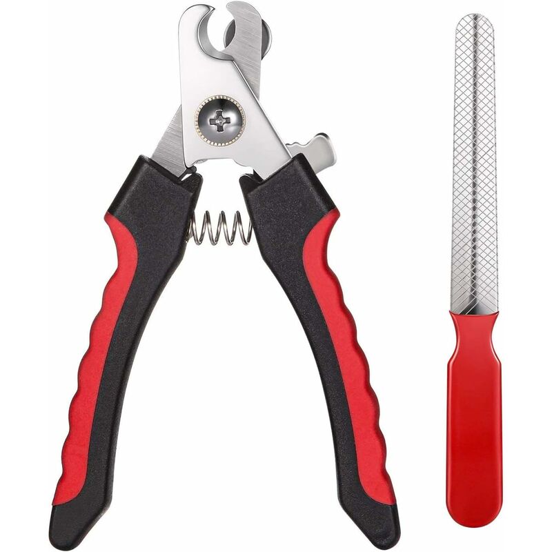 

Tijeras para uñas tijeras para uñas para mascotas, pinzas para uñas de acero inoxidable con lima de uñas y restricción de seguridad, para perros,