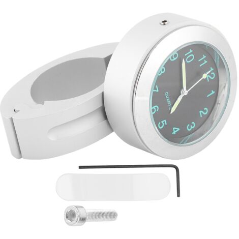 TIKATARER Horloge de Montage sur Guidon de Moto, Horloge à Cadran pour Guidon de Moto, Horloge de Moto avec Accessoires d'installation en Alliage d'aluminium pour Moto (Électrargentage).