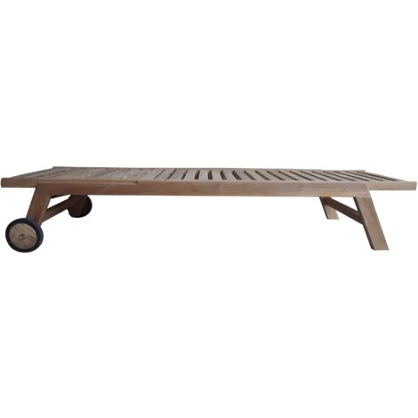 TIKAU - lettino con ruote in teak