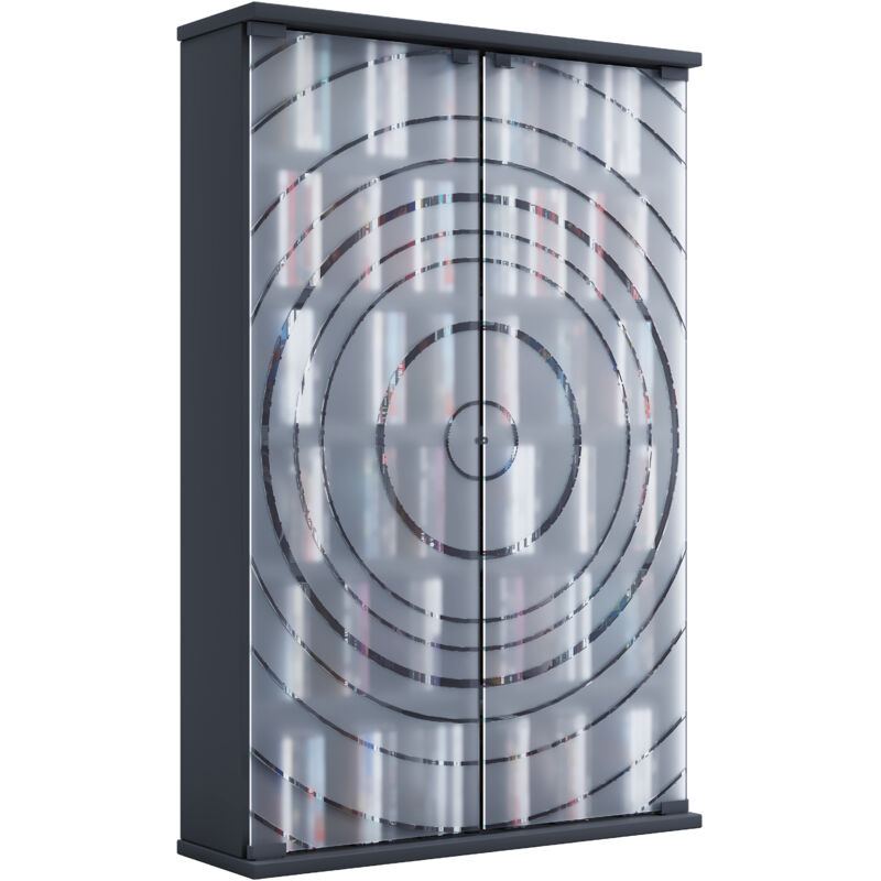 Ebuy24 Tilanol Vitrinenschrank Cd, Dvd 6 Ablagen 2 Türen Anthrazit.