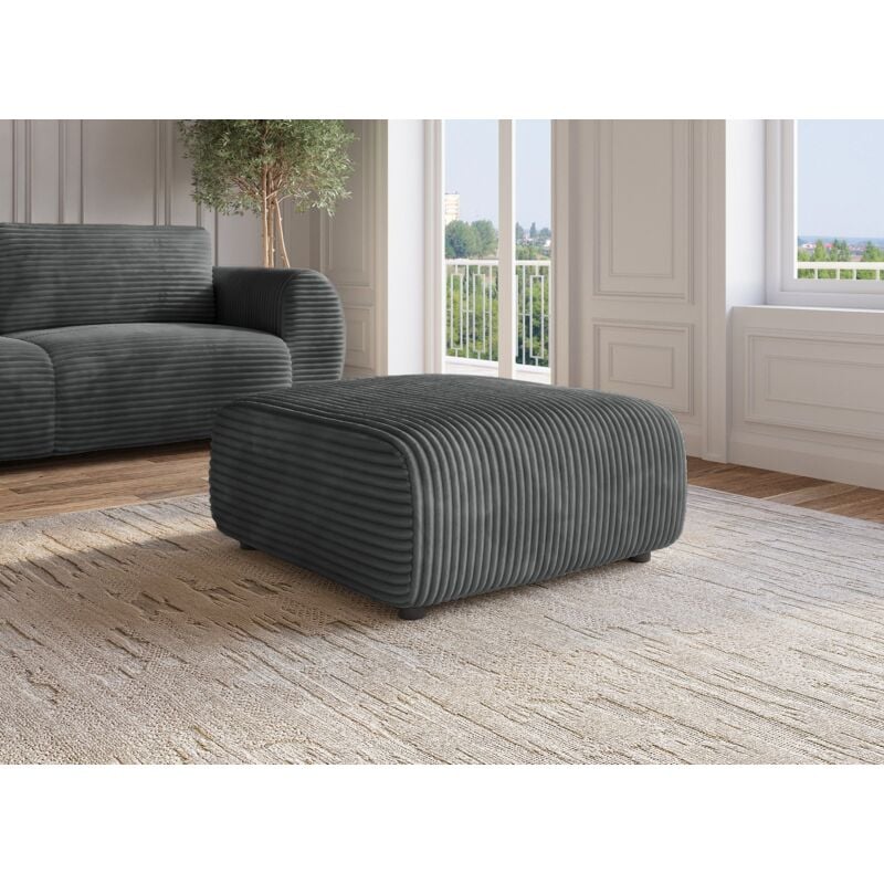 Deco In Paris - tilda - Pouf en velours gros côtelé doux gris tilda