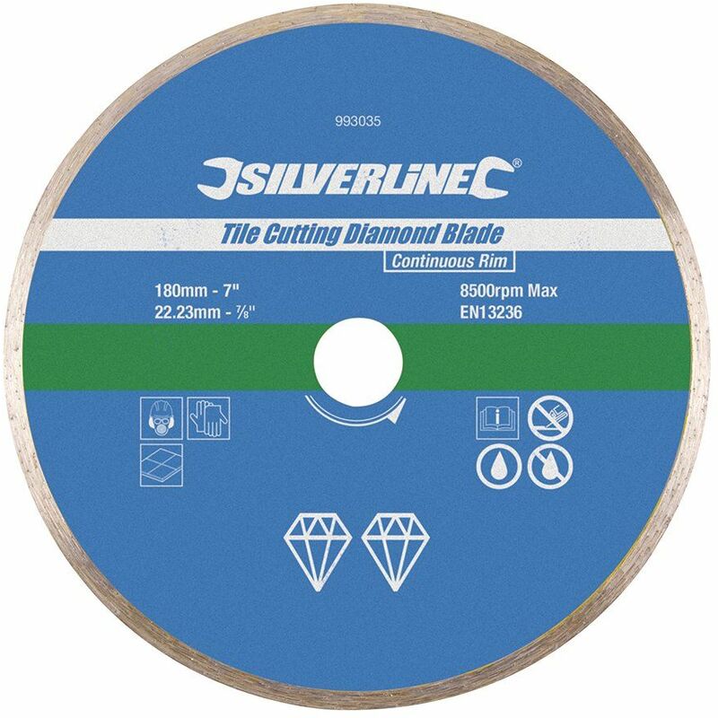 Silverline - Tile Cutting Diamond Blade 180 x 22.23mm Continuous Rim 993035