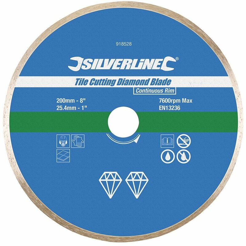 Silverline - Tile Cutting Diamond Blade 200 x 25.4mm Continuous Rim 918528