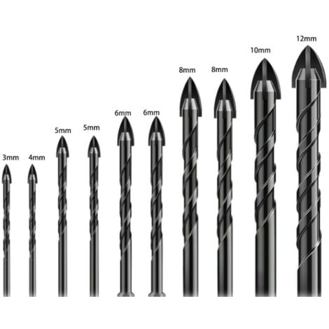 Tile Drill Bit, 10 Pieces Glass Drill Bit, Glass Drill Bit, Glass Tile Drill Bits, Ceramic Drill Bits, with Hex Shank, for Drilling Holes in Glass Ceramic Tiles