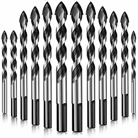 Tile Drill Bits Set,12PCS Convient Pour Le Foret Triangulaire Pour Les Carreaux D'Acier Au Carbone, Bois, Porcelaine, BéTon, Plastique, Mur De Briques, Le Jeu De Coupe-Carreaux