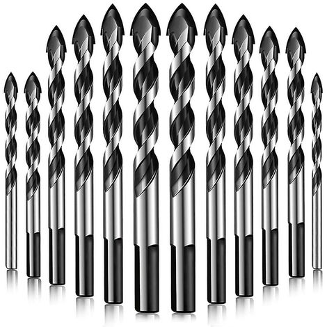 Tile Drill Bits Set,12PCS Convient Pour Le Foret Triangulaire Pour Les Carreaux D'Acier Au Carbone, Bois, Porcelaine, BéTon, Plastique, Mur De Briques, Le Jeu De Coupe-Carreaux