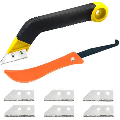 Tile Grout Scraper 8 Pieces Grout Remover Tool Mortar Removal Tools Tile Scraper with Replacement Blades for Family Floor Tile Cleaning