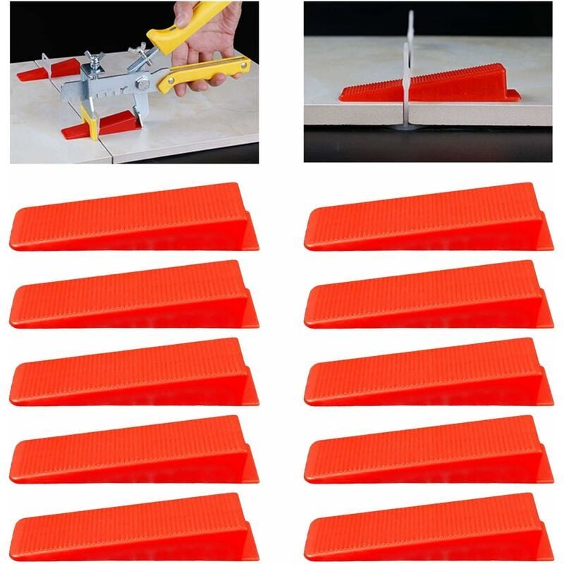 ZVD - Tile Leveling Wedges - 100 Pcs Reusable Leveling Wedges for Wall and Floor Tile Spacer Tools (Red)