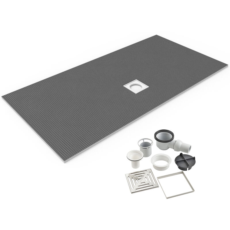 Milano Barq 700Mm Black Recessed Walk In Wet Room Shower Enclosure