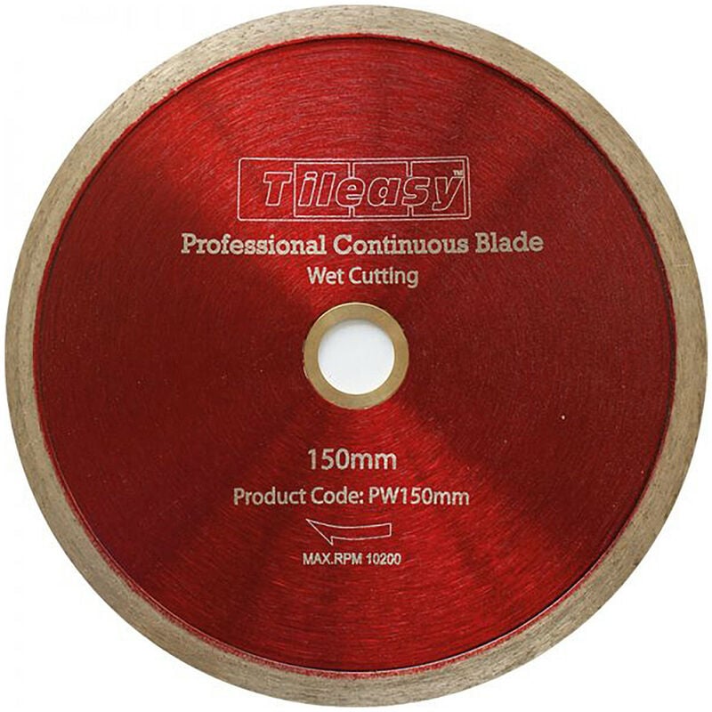 150mm Professional Wet Continuous Blade with 10mm Diamond Cutting Rim - PW150 - Red - Tileasy